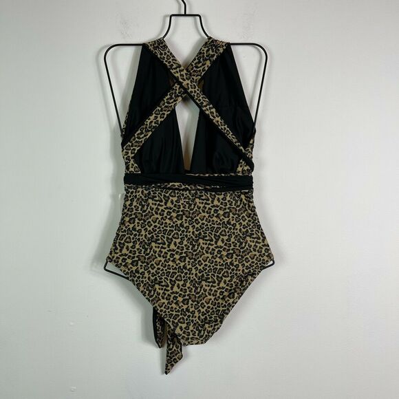 Nicole Miller NWT Leopard Print Tie Waist Swimsuit Size S - Picture 3 of 6